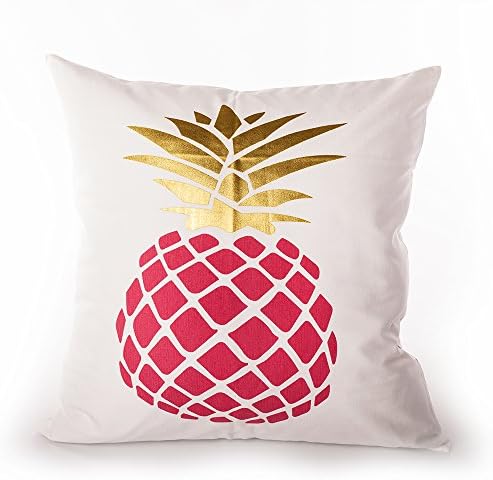 Sugar home Gold Foil pink pineapple Print Decorative Throw Pillow COVER 18"