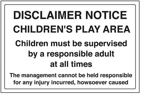 V Safety Disclaimer Notice Sign - 300mm x 200mm - 1mm Rigid Plastic, Black
