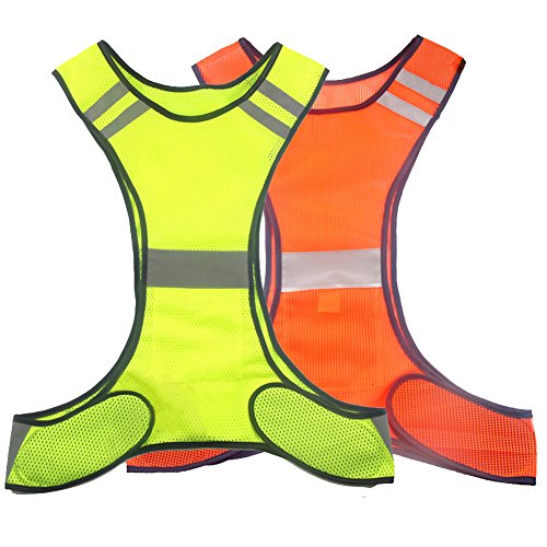Ueasy High Visibility Running Cycling Safety Vest Reflective Vest With Reflective Stripes (Yellow)
