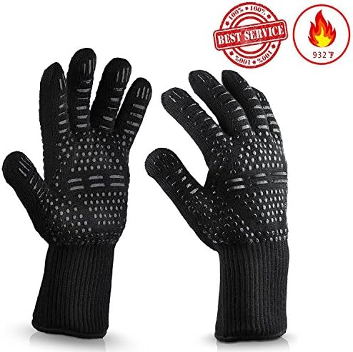 Estelatop BBQ Grill Cooking Gloves - 932°F Extreme Heat Resistant Barbecue Gloves with Forearm Protection - Great for Barbecue Grilling, Baking, Oven Mitts, Pot Holders, Camping, Outdoor &amp; Indoor Use
