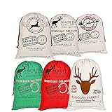 Sweetdecor 6 Pack Santa Sack Personalized Bags for Gifts Large Drawstring Canvas Burlap Bag Drawstring Delivery Extra Large Size 27.5
