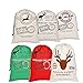 Sweetdecor 6 Pack Santa Sack Personalized Bags for Gifts Large Drawstring Canvas Burlap Bag Drawstring Delivery Extra Large Size 27.5