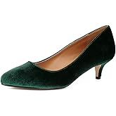 Unisex Men's Women's Kitten Heel Pumps, Pointed Toe, 2 Inch Low Heel, Classic Office Dress Shoes