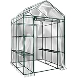Plant Large Walk in Greenhouse with Clear Cover - 12 Shelves Stands 3 Tiers Racks - Herb and Flower Garden Green House