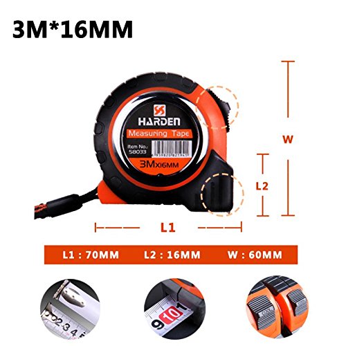 Tape Measure,Lightdot Hardware,Retractable Metric Measuring Tape 10ft (3m) with Wrist Strap, Black And Orange (Attached With A Pair Of Gloves)