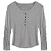 Meihuida Fashion Lady Button Front Long Sleeve Cotton T Shirt Blouse Top Grey