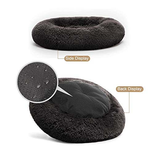 PUPPBUDD Calming Dog Bed Cat Bed Donut, Faux Fur Pet Bed SelfWarming