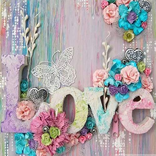 Fundaful 5D Diamond Painting Kits for Adults Kids Full Drill Round Dotz Rhinestone Love Flowers Paint by Diamonds Cross Stitch Art Craft Home Wall Decor Christmas Gift