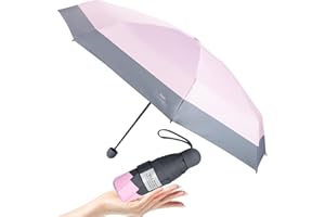 KAYLEINSTER Travel Compact Umbrella,Small Umbrella for Rain & Sun,Parasol Umbrella UV Protection UV Blocker,8 Ribs Windproof Umbrella,Lightweight & Portable Umbrella for Women Men Kids(Pink)