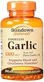 Sundown Naturals Odorless Garlic 1000 mg Softgels, 500 Count (2 X 250 Count Bottles)