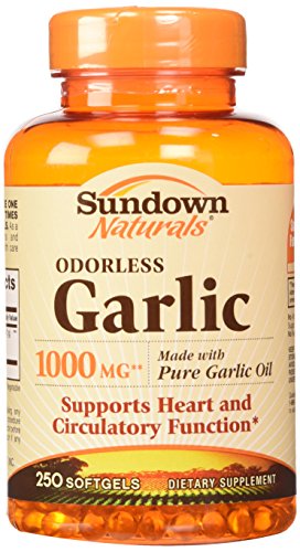 Sundown Naturals Odorless Garlic 1000 mg Softgels, 500 Count (2 X 250 Count Bottles)