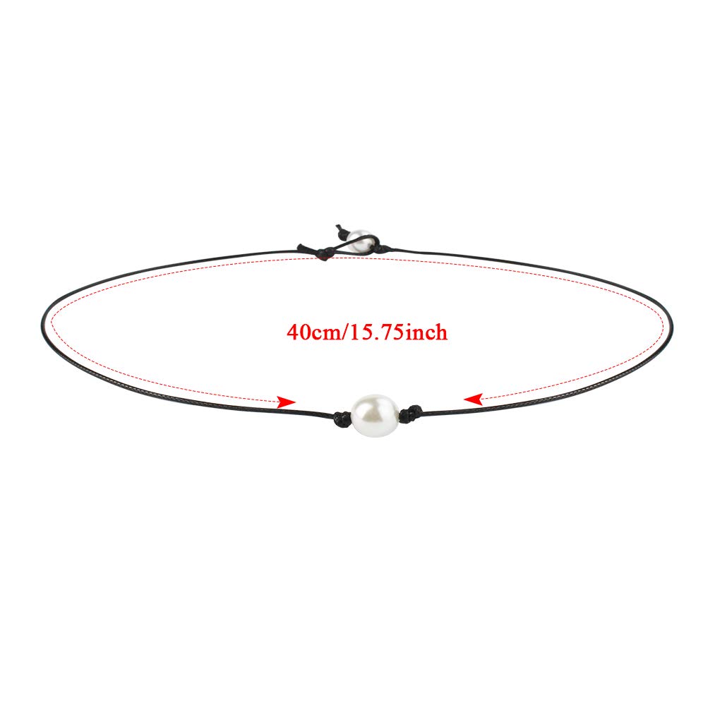 mifnegda Single Pearl Choker Necklace 3 Bead Necklace Single Gemstone/Turquoise Leather Choker Necklace Blue Turquoise Necklace for Women Girl Friend Mother Wife Daughter, 4 Pieces