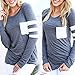 Comemall Girl Workout Jogging T-Shirt Fitted Long Sleeve Tops Grey Large
