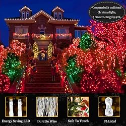 KNONEW Outdoor Christmas Lights 500 LED 197ft