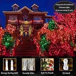 KNONEW Outdoor Christmas Lights 500 LED 197ft