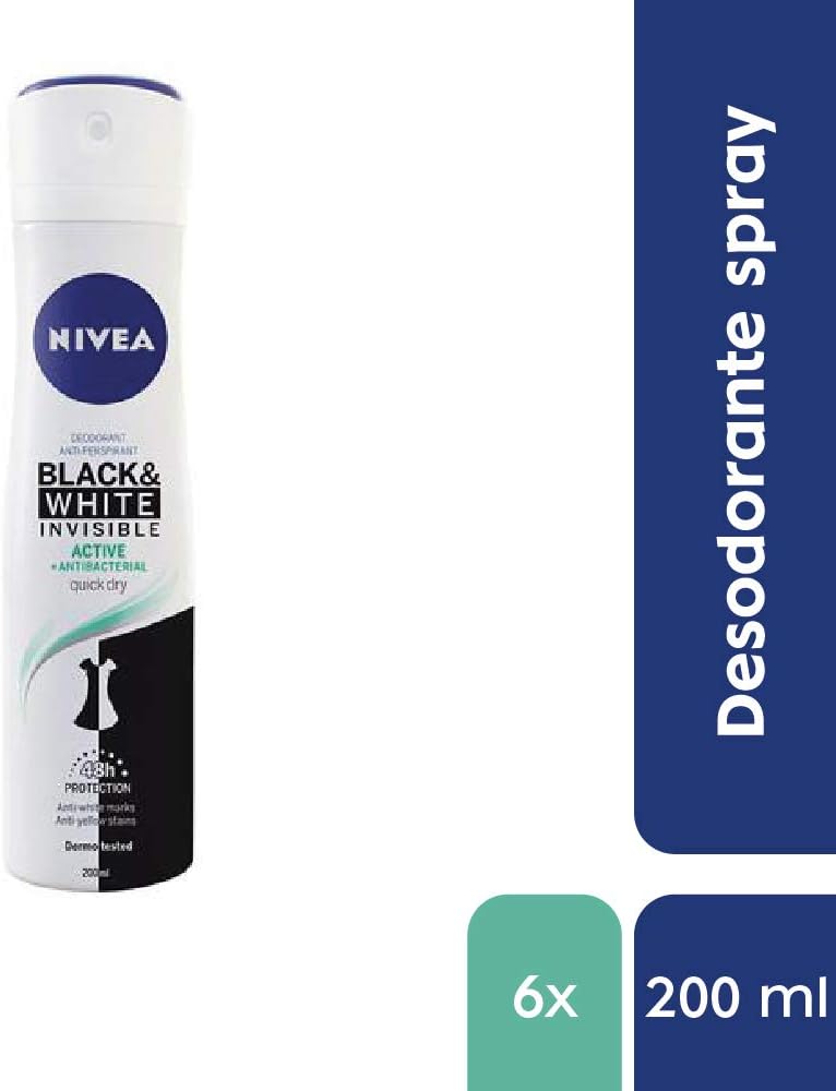 Nivea Nivea Invisible Spray for Black & White Active - 200 ml - Pack of 6, 200 ml (Pack of 6) - Image 4