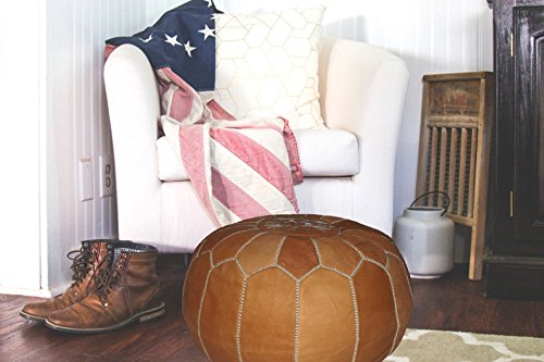 image for nomad&fashion set of 2 handmade leather Moroccan poufs ottoman round f