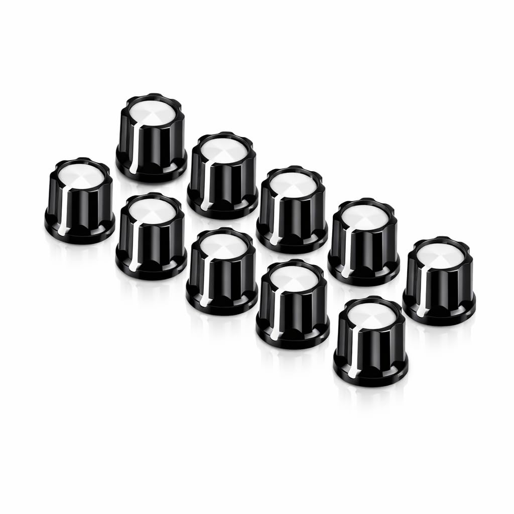 VBESTLIFE Volume Control Knob, 10pcs Adjustable Rotate Button Potentiometer Control Knobs Caps for D Shaped Shaft Electric Guitar Bass