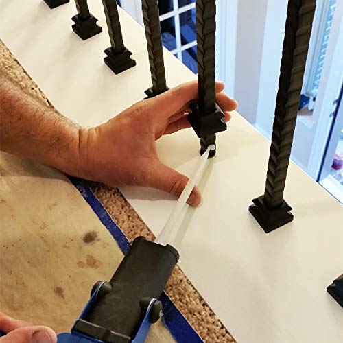 Shoe for Iron Balusters (50-Pack) Stair Parts Flat Shoes with Set Screw for use with 1/2" Square Scroll Basket Twist Knuckle Iron Balusters (Satin Black) - Thumbnail 6