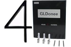 GLDONEE 5 Inch Floating House Numbers for Outside Stainless Steel Floating House Number Metal Modern Address Numbers for House Zinc Alloy Anti-Rust Home Address Numbers for Door Mailbox High Gloss Black (4)