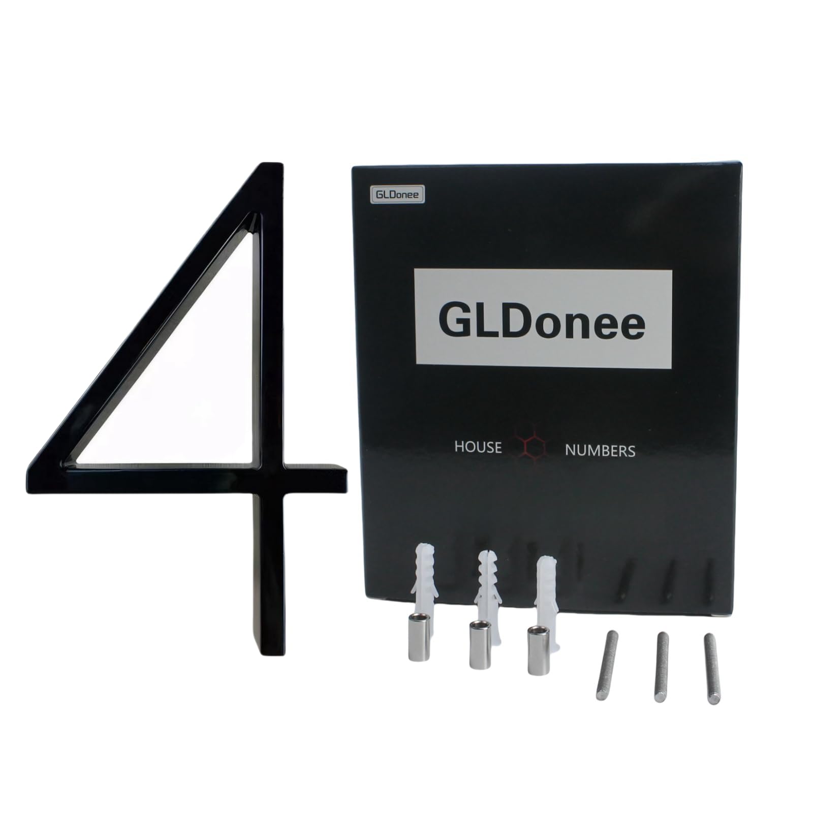 Photo 1 of 5 Inch Floating House Numbers for Outside Stainless Steel Floating House Number Metal Modern Address Numbers for House Zinc Alloy Anti-Rust Home Address Numbers for Door Mailbox High Gloss Black (4)