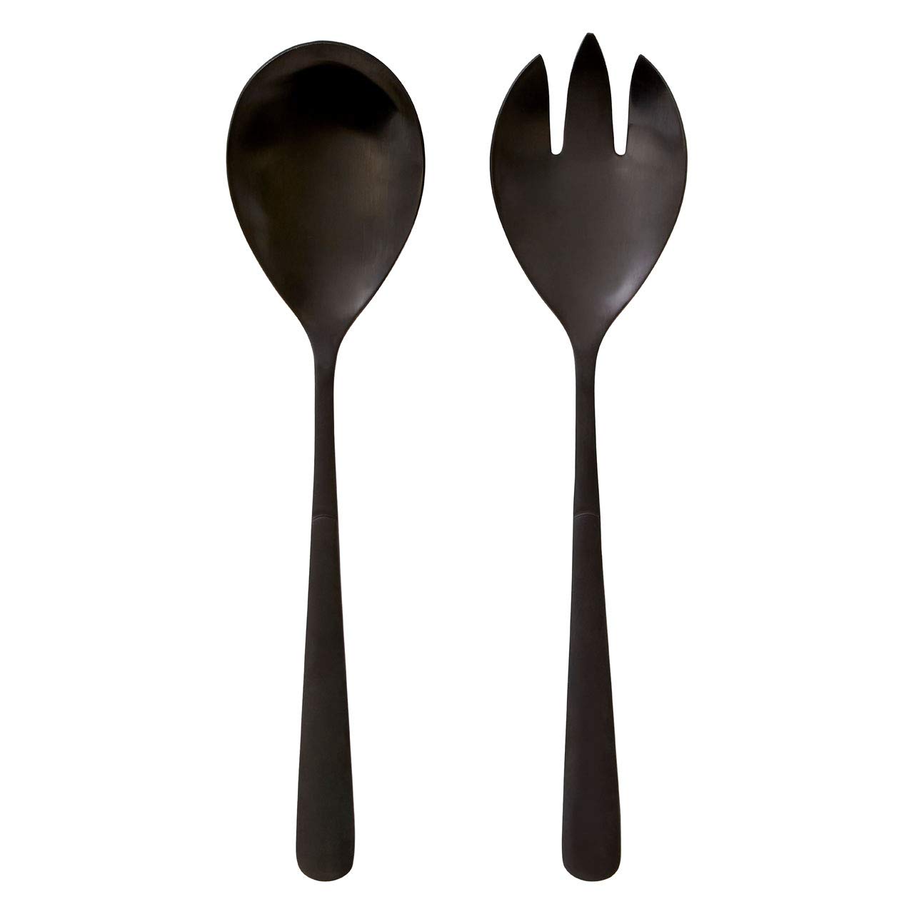 Modern Retro Salad Servers, Matte Black, Set of 2