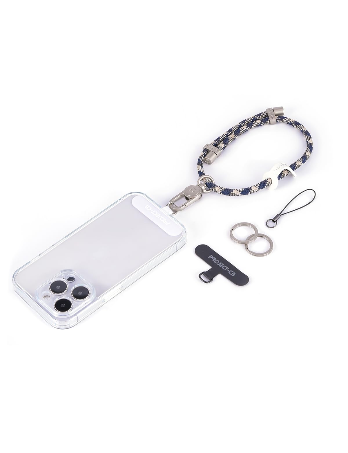 project-cb Cell Phone Wrist Strap 1,Tether Tab 2,Key Ring 2,Phone Wristlet,Adjustable Hand Strap,Phone Lanyard (Titanblue-S)