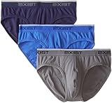2(x)ist mens Cotton Stretch 3 Pack No-Show Brief,Eclipse/Lead/Dazzling Blue,Medium