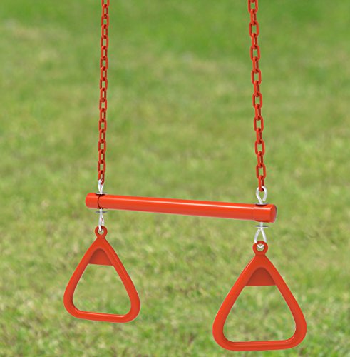 Kids Trapeze Bar with Rings for Swing Set Playground Accessories Set - 18" Bar and 25" Steel Chain - Thumbnail 7