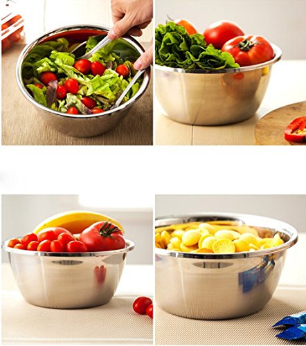 Stainless Steel Bowl,6.5QT Salad Bowl,Metal Bowls,Stainless Steel Basin,Heavy Duty Deeper Edge Mirror Finish Dishwasher Safe Bowl (L)