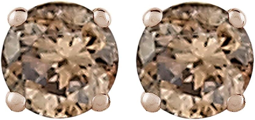 Amazon Com Brown Diamond Earring Studs In 14k Yellow Gold 1 2