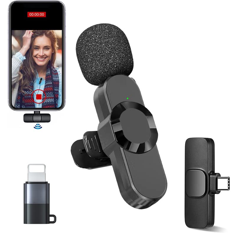 YUEYUEKE Lavalier Microphone, Mini Microphone for iPh-one and Android, for Mobile Video Recording, YouTube Facebook Live Microphone, Plug and Play Wireless Lavalier Microphone (Texture Black)