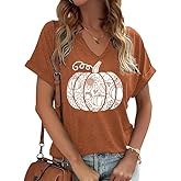 AMWIPE Thanksgiving Shirts Fall Tshirt Funny Pumpkin Turkey Graphic Tee Top