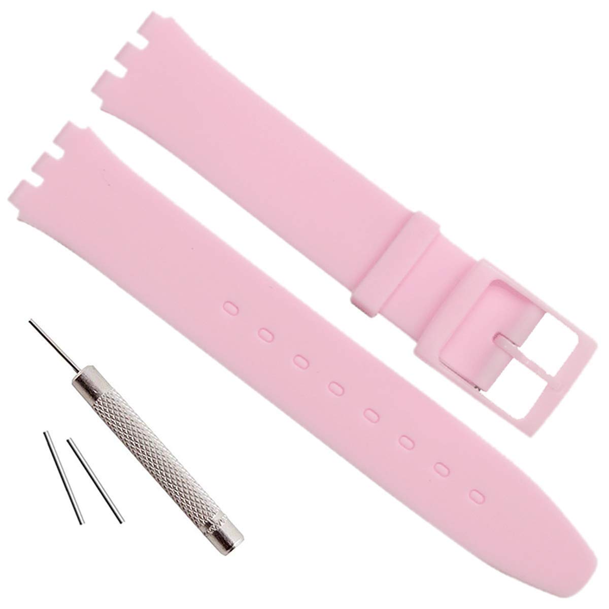 Ultra-Thin Swatch Replacement 16mm Waterproof Silicone Rubber Watch Strap Watch Band (Pink)