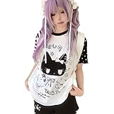 Women Y2k Kawaii Tops Oversized Graphic Clothing Harajuku T-Shirts Cute Cartoon Print Casual Tees