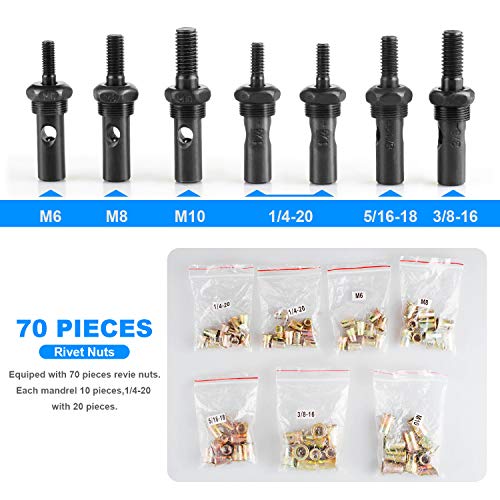 WETOLS Rivet Nut Tool, Hand Rivet Nut Tool with 7 Metric & Inch