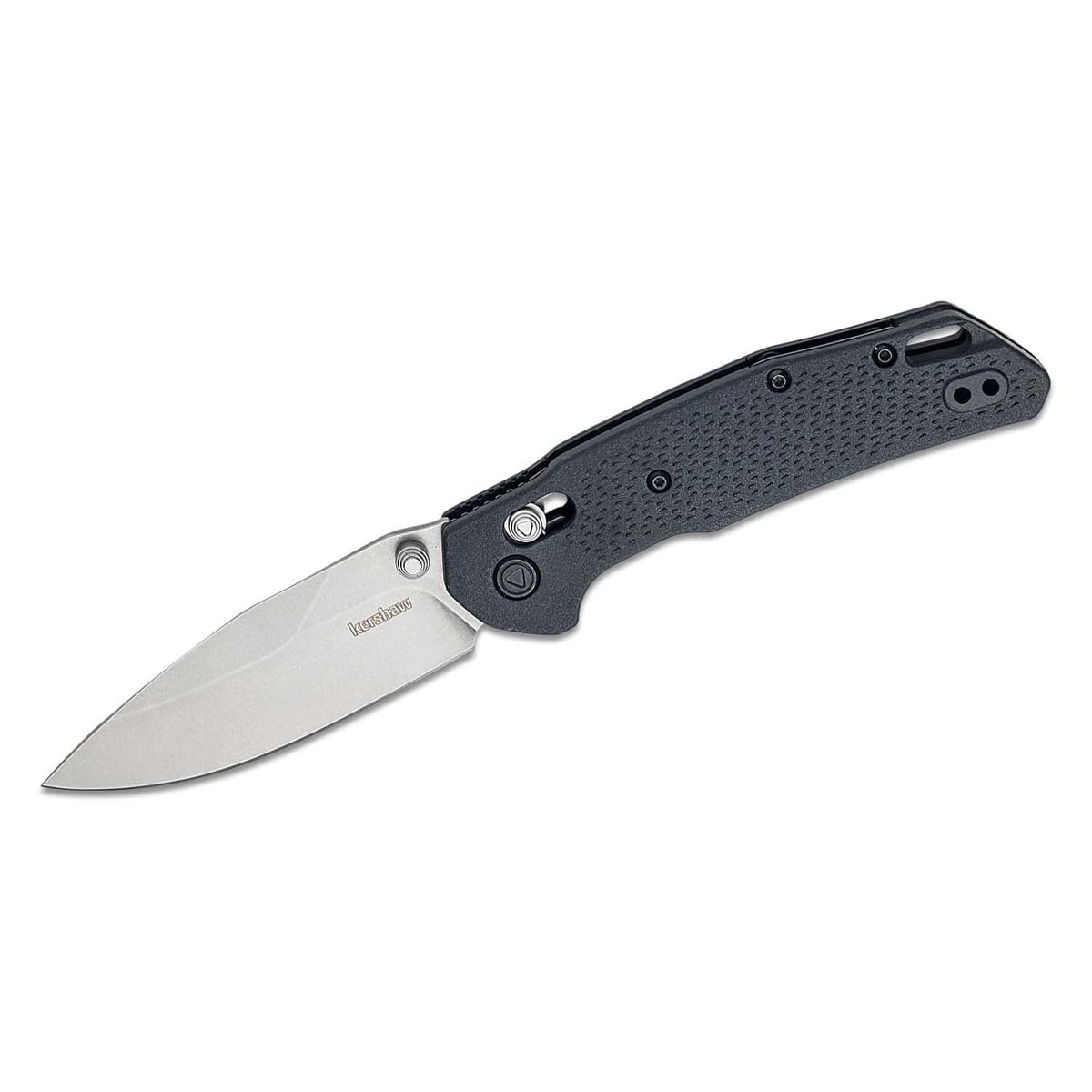 Navaja de bolsillo Kershaw Heist, diseño negro y gris, hoja de punta de caída de acero de 3,2 pulgadas, EDC con apertura de perno para pulgar, transporte profundo reversible, DuraLock, navaja de bolsillo para uso diario para hombres y mujeres