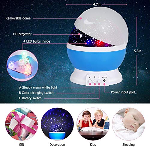 image for Bocianelli Night Lights for Kids, Moon Stars Projector Baby Starry Rom