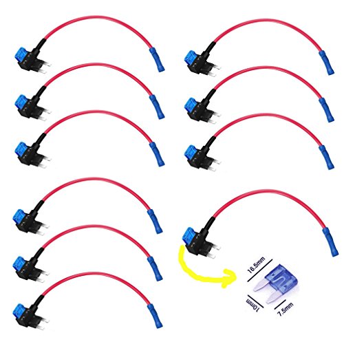 Qiorange 12v Car Add-a-circuit Fuse TAP Adapter Mini ATM APM Blade Fuse Holder Pack of 10 - Thumbnail 6
