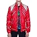 Mjb2c-Michael Jackson Costume Beat it Metal Zipper Leather Jacket/Red/XXX-Large