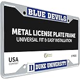 Desert Cactus Duke University Blue Devils Car Accessories Metal License Plate Frame and Tag Holder for Front or Rear of Car (Silver Frame - Mascot - Blue)