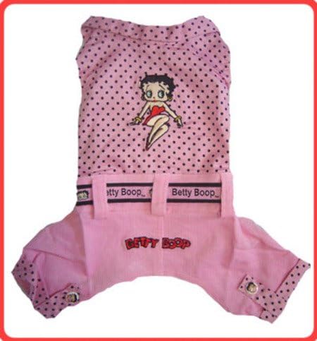 Betty Boop Dog Jumper By K9 Couture in Pink Polka Dots Sitting Pose - Size 1