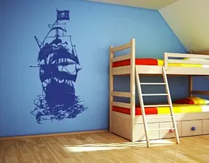 Style & Apply Henry Morgan Pirate Ship Wall Decal Wall Decal, Sticker, Mural Vinyl Art Home Decor - 3928 - Black, 16in x 29in