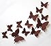 ALLICERE 12Pcs 3D Butterfly Removable Wall Decals DIY Home Decorations Art Decor Wall Stickers Murals for Babys Kids Bedroom Living Room Classroom Office(Color:Coffee)