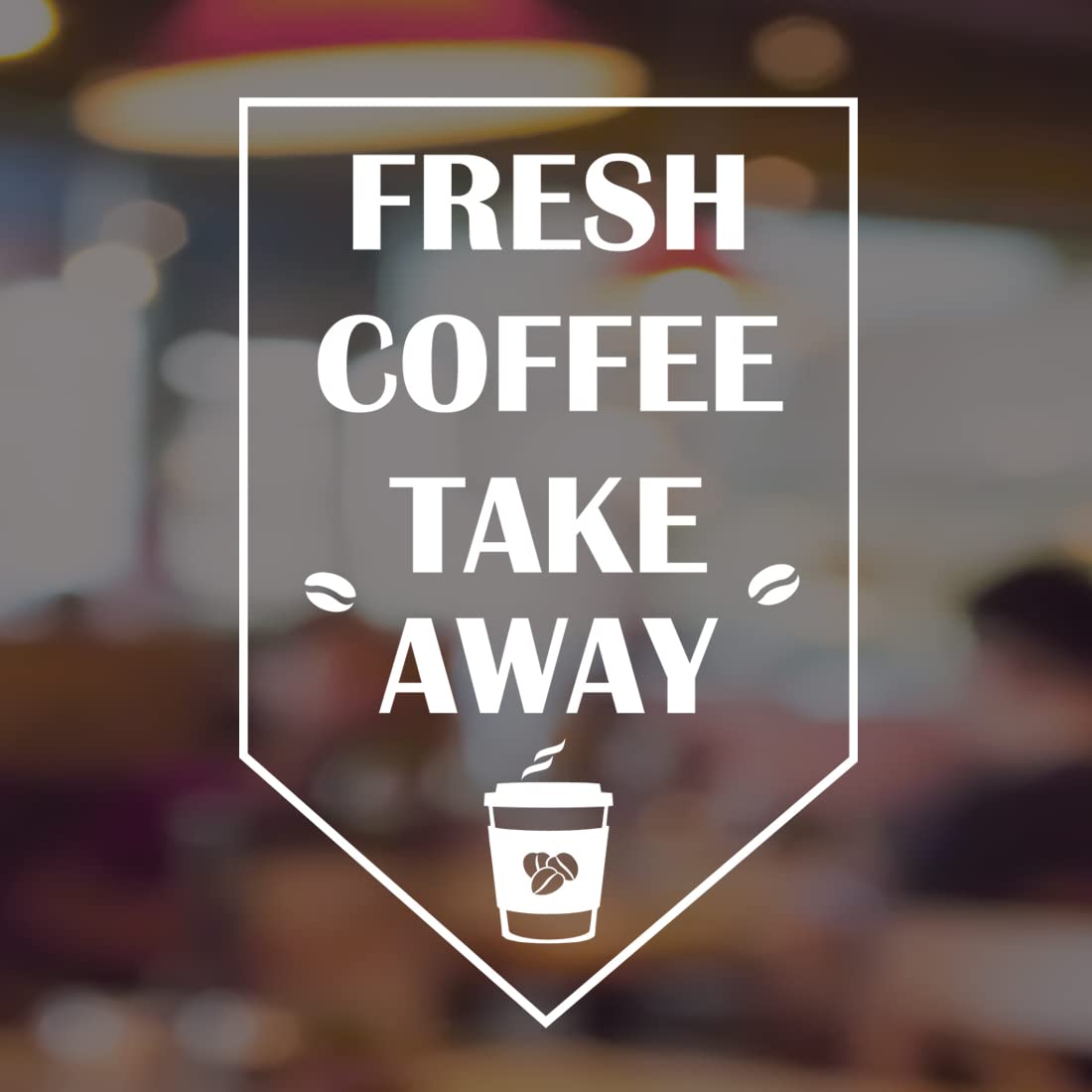 Fresh Coffee Takeaway Window Sticker, Cafe Wall Art Sign, Vinyl Decal, Vintage Graphics, Shop Plaque