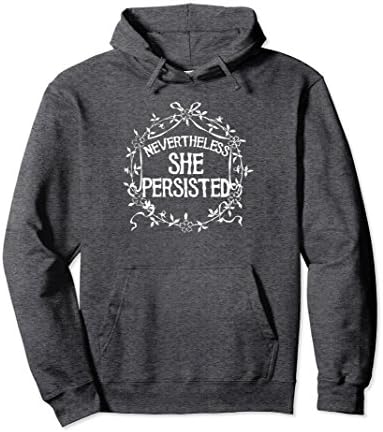 Unisex Nevertheless she persisted pullover hoodie feminist art Large Dark Heather