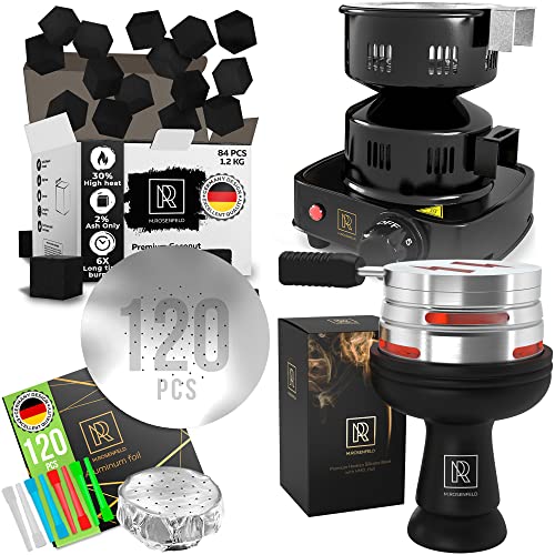 Black Hookah Bowl Set Silicone & Hookah Coal Burner for Hookah FIRE