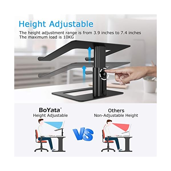 BoYata-Laptop-Stand-Height-Adjustable-Ventilated-Laptop-Holder-Notebook-Stand-Compatible-with-10-159-MacBook-ProAir-HP-Dell-Lenovo-Samsung-Acer-Huawei-MateBook BoYata Laptop Stand, Height Adjustable Ventilated Laptop Holder for Desk, Notebook Stand Compatible with 10-17'' MacBook…