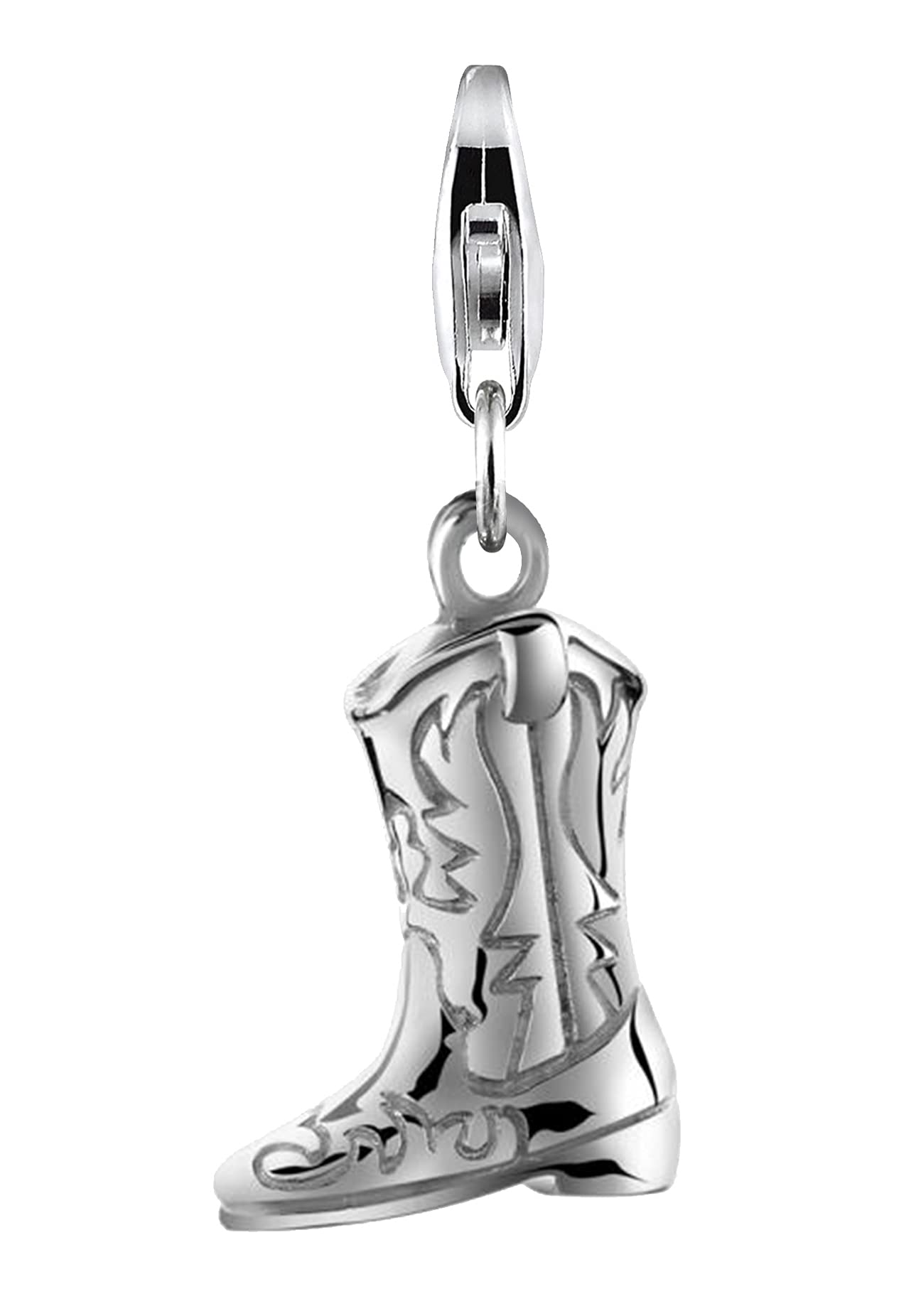 Nenalina 713216-000 Western Cowboy Boots Charm Pendant in 925 Sterling Silver for All Standard Charm Bracelets