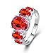 Psiroy 925 Sterling Silver Plated Created Garnet Filled 5 Stone Engagement Ring Band Size 6